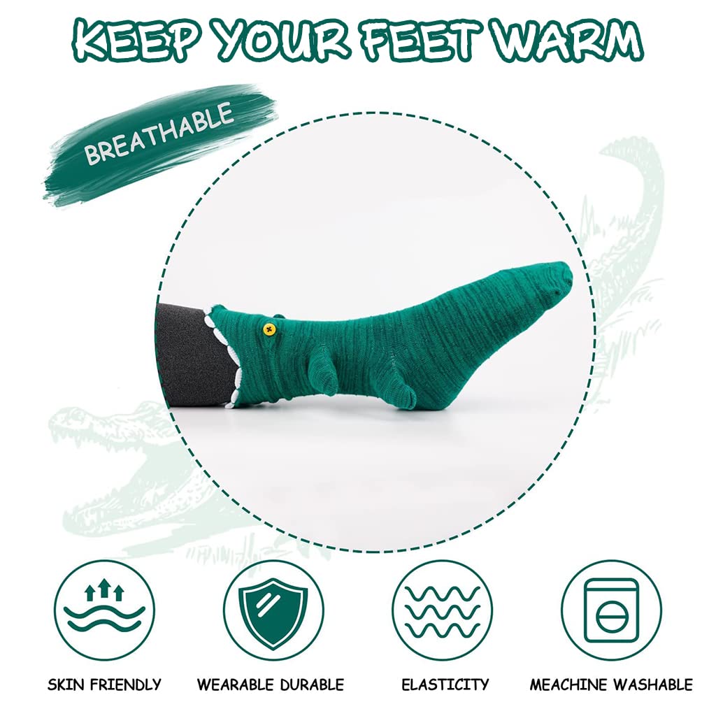 PALAY Floor Socks Cartoon Crocodile Mid-calf Socks Knit Warm Winter Socks Household Non-slip Cozy Socks for Pajama Party Christmas Gift for Women Teens(Green, One Pair) PALAY Floor Socks Cartoon Crocodile Mid-calf Socks Knit Warm Winter Socks Household Non-slip Cozy Socks for Pajama Party Christmas Gift for Women Teens(Green, One Pair)